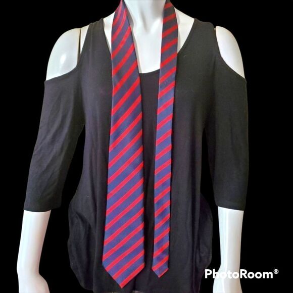 Giorgio Armani Blue & Red Striped Silk Tie - Picture 1 of 5